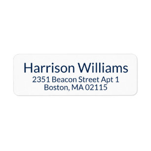 Modern navy blue white custom simple elegant chic label