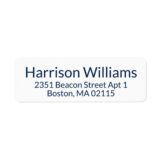 Modern navy blue white custom simple elegant chic label (Front)