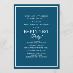 Modern Navy Blue White Empty Nest Party Invitation