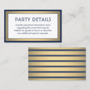 Modern Navy Blue, White & Gold Faux Foil Details Enclosure Card