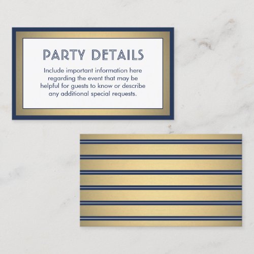 Modern Navy Blue, White & Gold Faux Foil Details