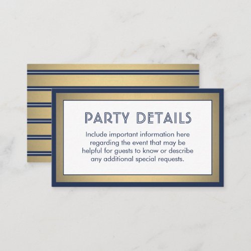 Modern Navy Blue White  Gold Faux Foil Details Enclosure Card