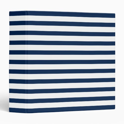 Modern navy blue white horizontal stripes chic 3 ring binder