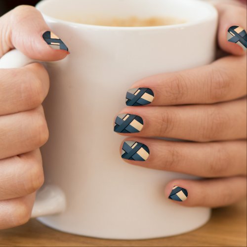 Modern Navy Blue  White Minx Nail Art
