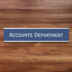 Modern Navy Blue White Office Firm Department Name Door Sign