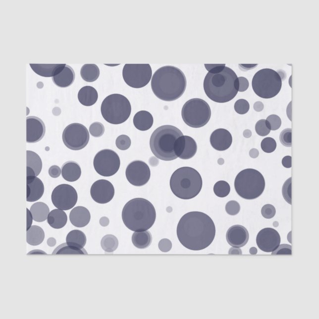 Modern Navy Blue & White Polka Dot Bubbles Party Tissue Paper (Front)