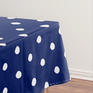 Modern navy blue white polka dot pattern chic tablecloth