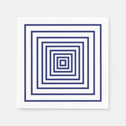 Modern navy blue white squares geometric pattern napkins