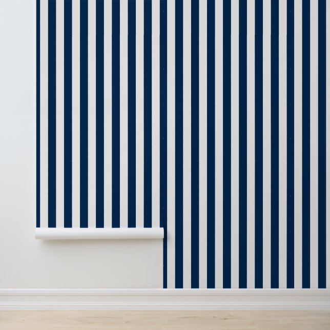 Modern Navy Blue White Striped Wallpaper Wallpaper (Application)
