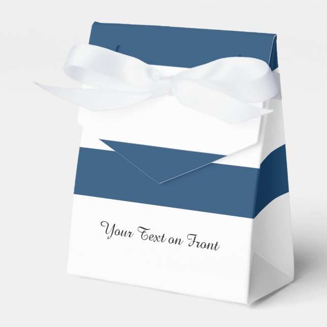 Modern Navy Blue White Stripes Pattern Favor Boxes (Front Side)