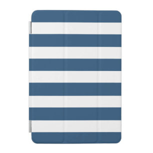 Modern Navy Blue White Stripes Pattern iPad Mini Cover