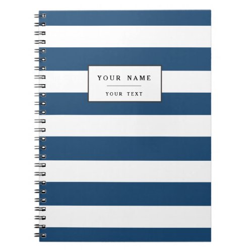 Modern Navy Blue White Stripes Pattern Notebook