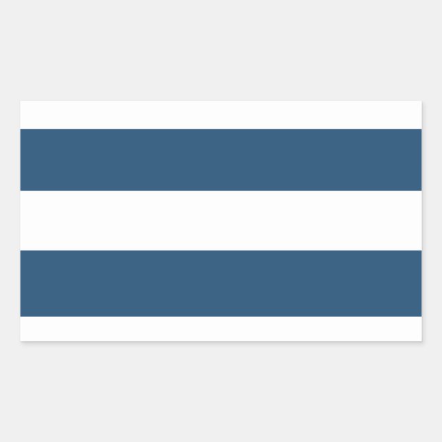 Modern Navy Blue White Stripes Pattern Rectangular Sticker (Front)