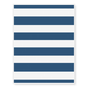 Modern Navy Blue White Stripes Pattern Temporary Tattoos