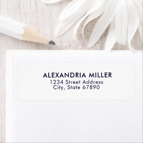 Modern Navy Blue White Typography Address Label