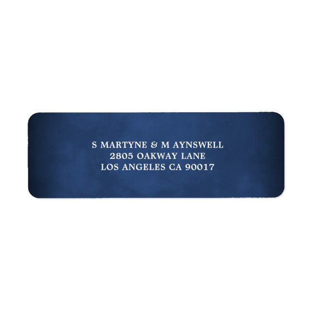 Modern Navy Blue White Wedding Address Label (Front)