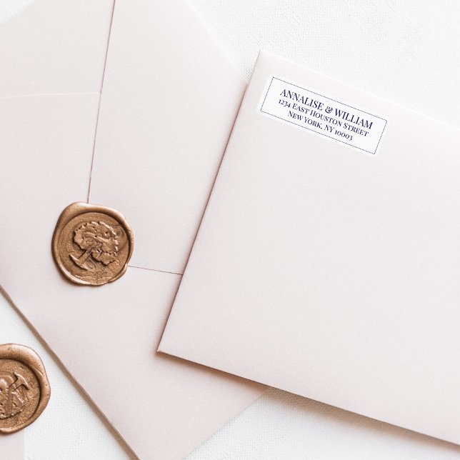 Modern Navy Blue White Wedding Return Address Label (Creator Uploaded)