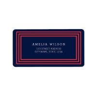Modern Navy Blue with Salmon Pink Borders Address Label