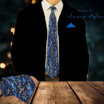 Modern Navy Blue Yellow Floral Pattern Neck Tie<br><div class="desc">This beautiful elegant design on a navy blue dark background with a cute seamless floral pattern with blue leaves and yellow flowers would make a great gift for him for many occasions. The cute floral pattern was carefully crafted/painted by hand. This beautiful tie would make a great Christmas stocking stuffer....</div>