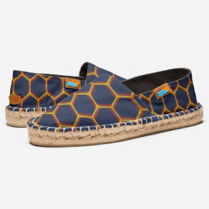 Modern Navy Blue Yellow Pattern Abstract Dark Cool Espadrilles