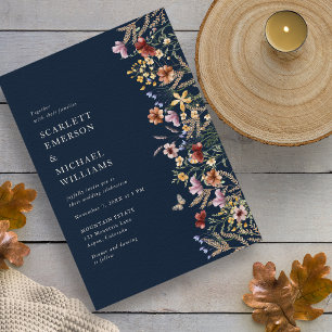 Modern Navy Boho Wedding Invitation