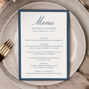 Modern Navy Border Wedding Menu