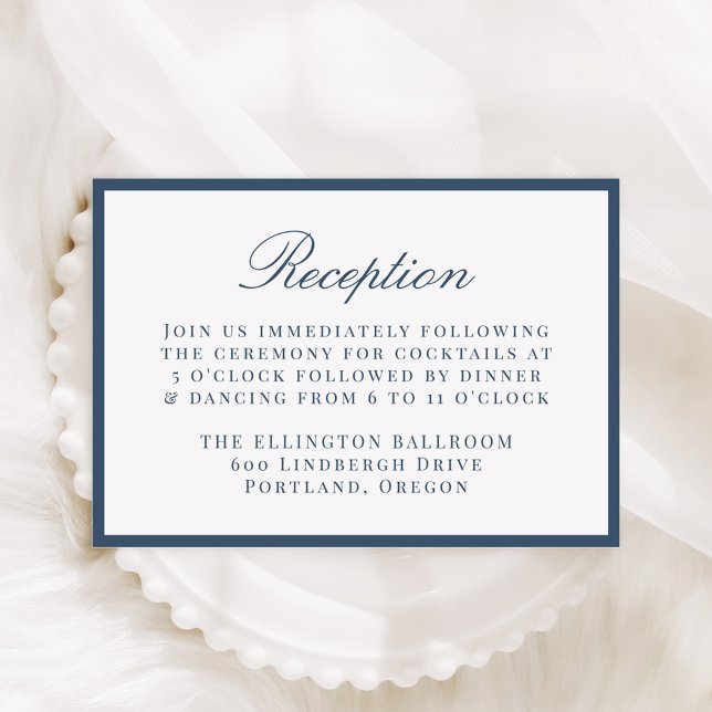 Modern Navy Border Wedding Reception Enclosure Card (Creator Uploaded)