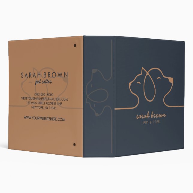 Modern Navy Brown Theme Pet Logo 3 Ring Binder (Background)