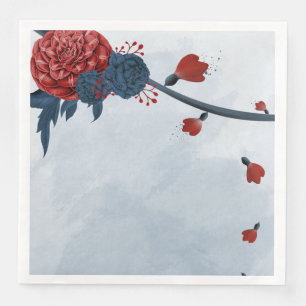 modern navy & burgundy floral wedding paper dinner napkins