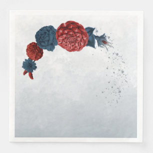 modern navy & burgundy flowers wedding paper dinner napkins