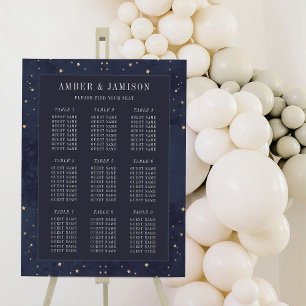 Modern Navy Celestial Wedding Seating Chart Foam Board