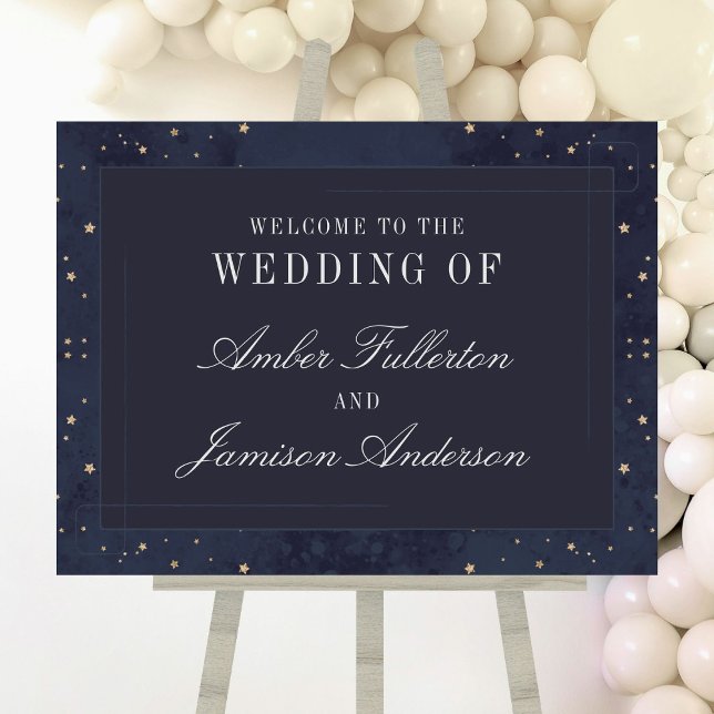 Modern Navy Celestial Wedding Welcome Sign (Creator Uploaded)