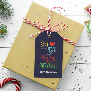 Modern Navy Christmas Joy Peace Merry Everything Gift Tags