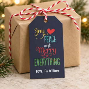 Modern Navy Christmas Joy Peace Merry Everything Gift Tags