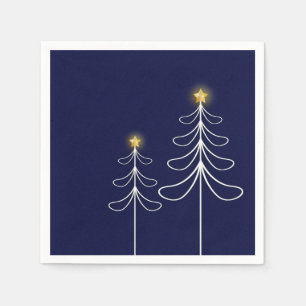 Modern Navy Christmas Tree Graphic Napkins