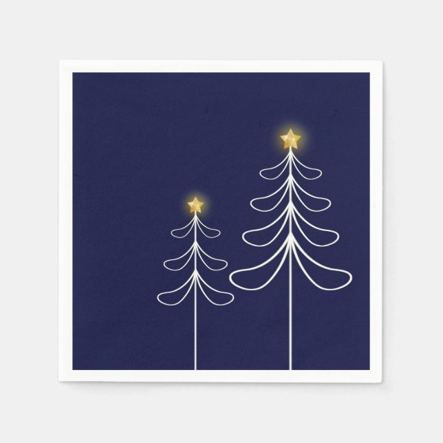 Modern Navy Christmas Tree Graphic Napkins (Front)