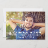 Modern Navy Class of 2024 Photo Graduation Party Invitation (Front)