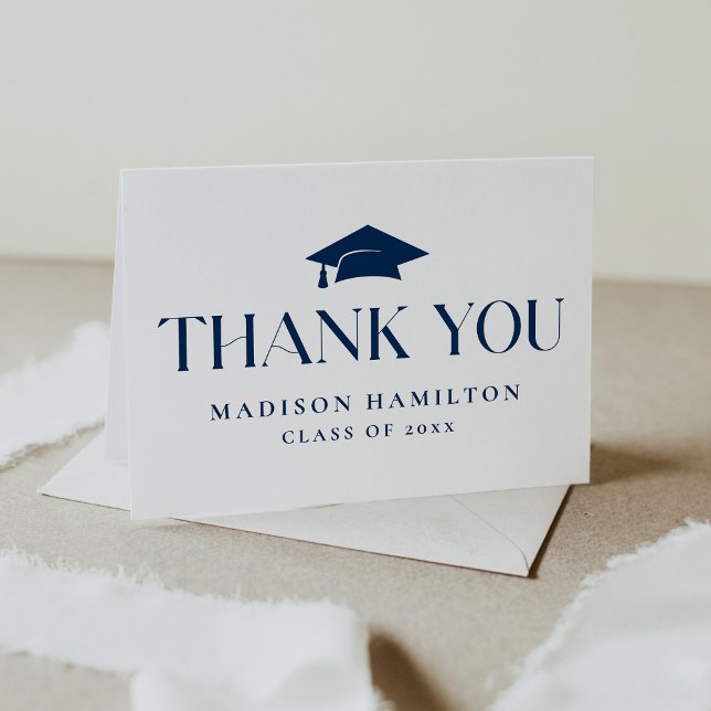 Modern Navy Class of 2026 Graduation Thank You Card (Creator Uploaded)
