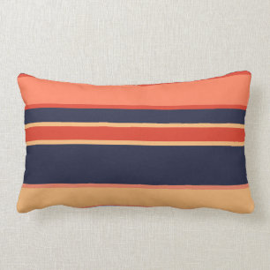 Modern Navy Coral Mango Orange Mustard Yellow Lumbar Pillow