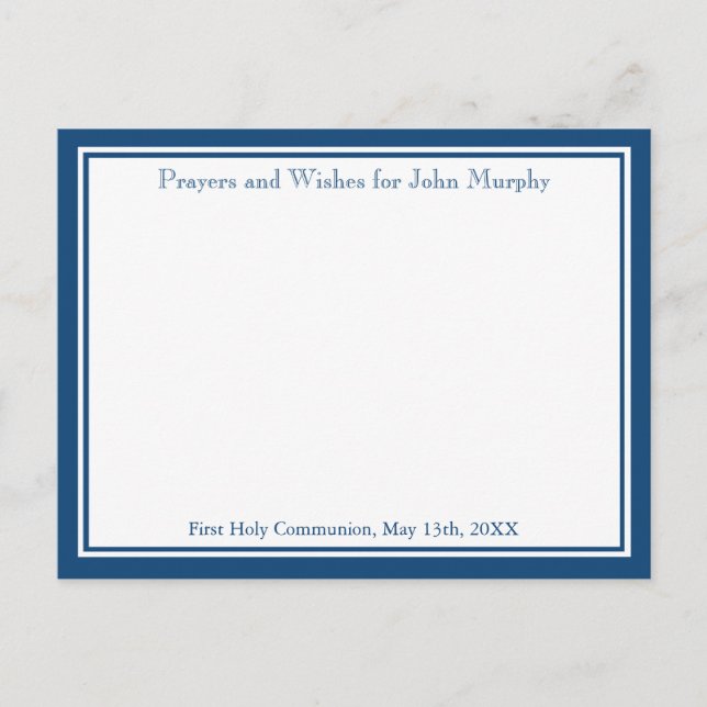 Modern Navy Cross Religious Wishes and Prayer Card (Front)