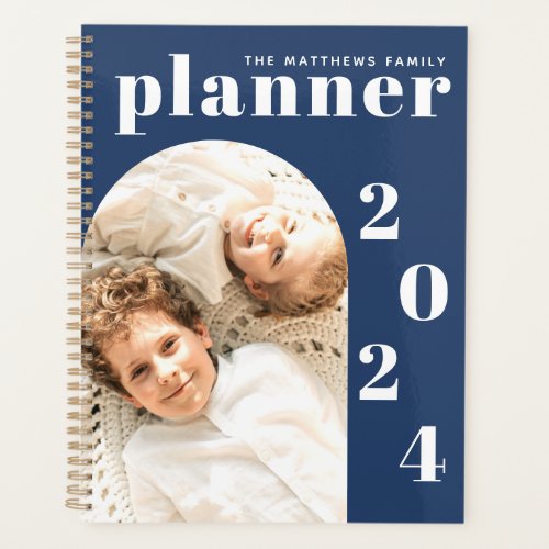 Modern Navy Custom Family Photo 2023 Calendar Planner