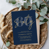 Modern Navy Elegant 60th Birthday