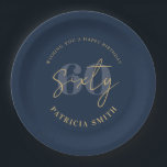 Modern Navy Elegant 60th Birthday Paper Plates<br><div class="desc">60th birthday paper plates featuring minimalist script calligraphy and modern elegant typography.</div>