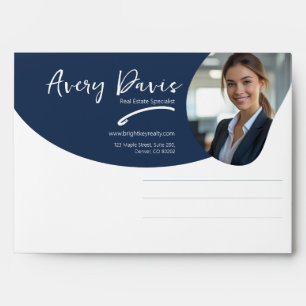 Modern Navy Elegant Minimalist Design Real Estate Envelope