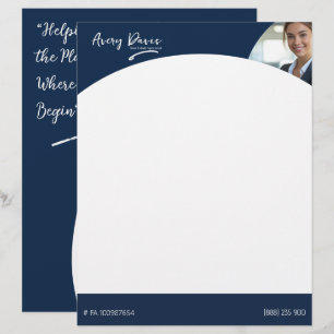 Modern Navy Elegant Minimalist Design Real Estate Letterhead