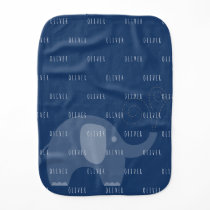 Modern Navy Elephant Personalized Name Boy Baby Burp Cloth Modern Navy Elephant Personalized Name Boy Baby Burp Cloth
