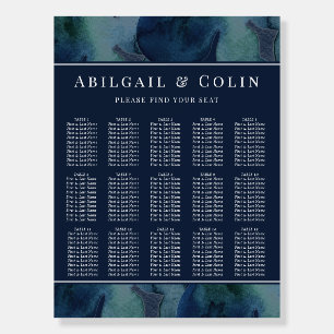 Modern Navy Emerald Abstract Seating Chart Foam Board