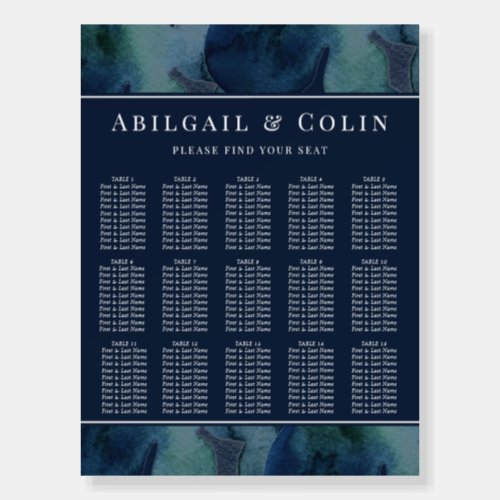 Modern Navy Emerald Abstract Seating Chart Foam Board