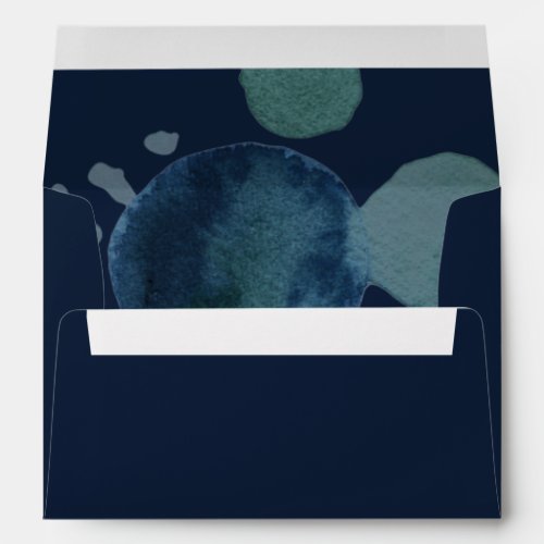 Modern Navy Emerald Abstract Watercolor Envelope
