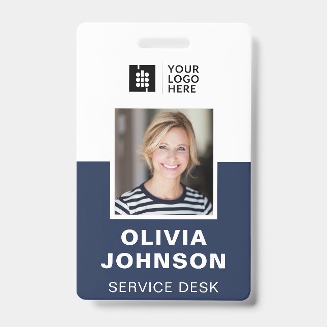 Modern Navy Employee Photo ID Badge (Front)